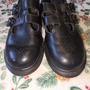 Dr. Martens Girls Mary Janes Double Strap Leather Shoes Size 3 Black Super Cute!